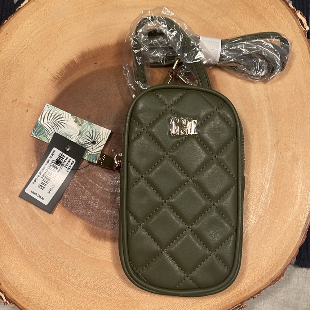 NWT badly Mishka, vegan leather stone, oval phone case with wallet pockets
